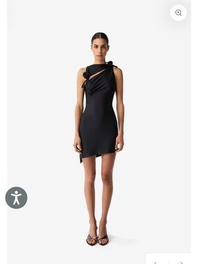 Coperni Black Asymmetric Knot-Detail Mini Dress